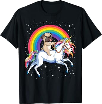 Pug Unicorn T shirt Girls Kids Space Galaxy Rainbow Pugicorn T-Shirt