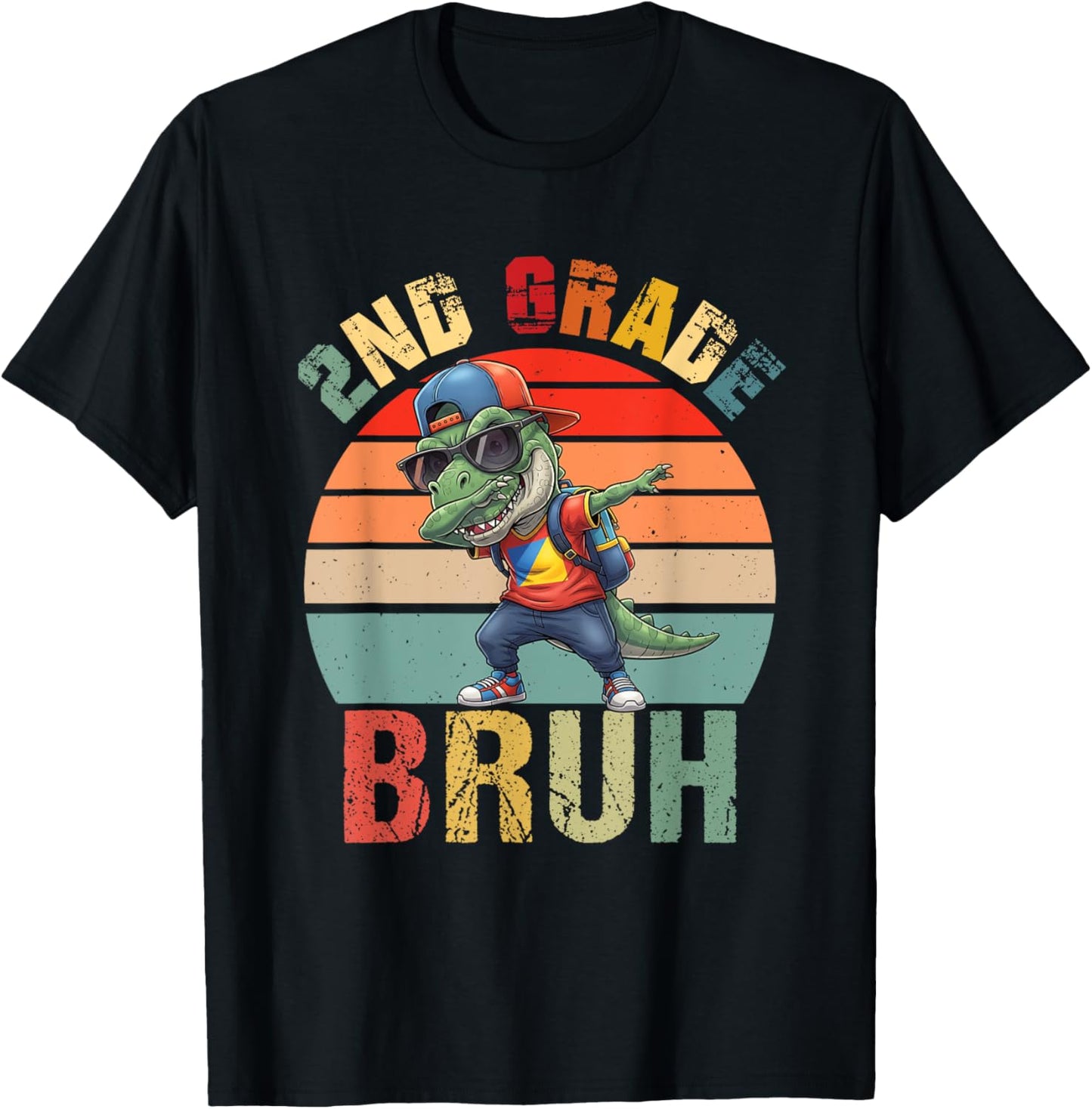 2nd Grade Bruh Dabbing Dinosaur First Day Back To School T-Shirt