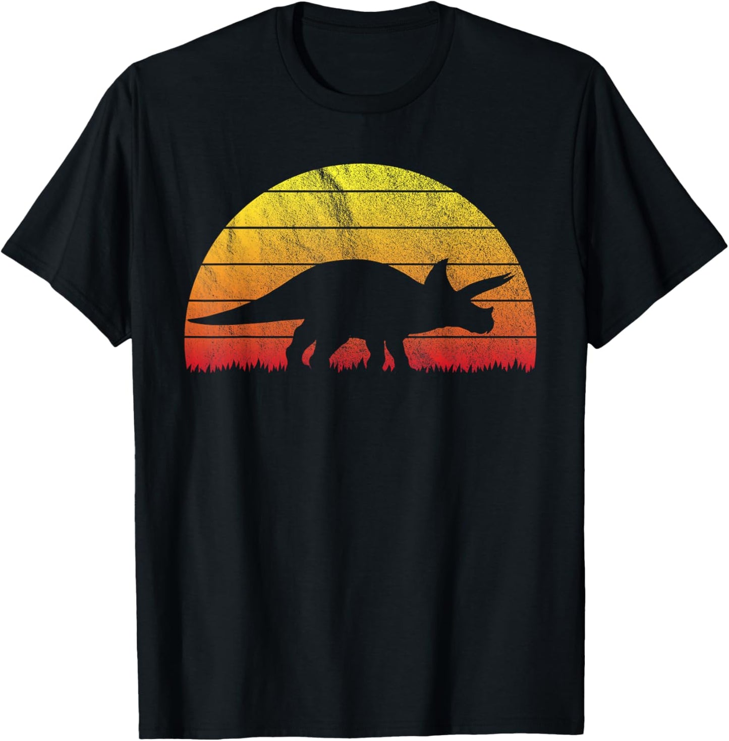 Triceratops Dinosaur Retro Vintage Summer Sunset T-Shirt for Men Women Girls Kids