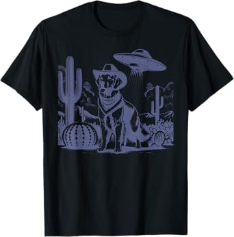 Vintage Golden Retriever UFO 90s Retro Western Cowboy Hat T-Shirt