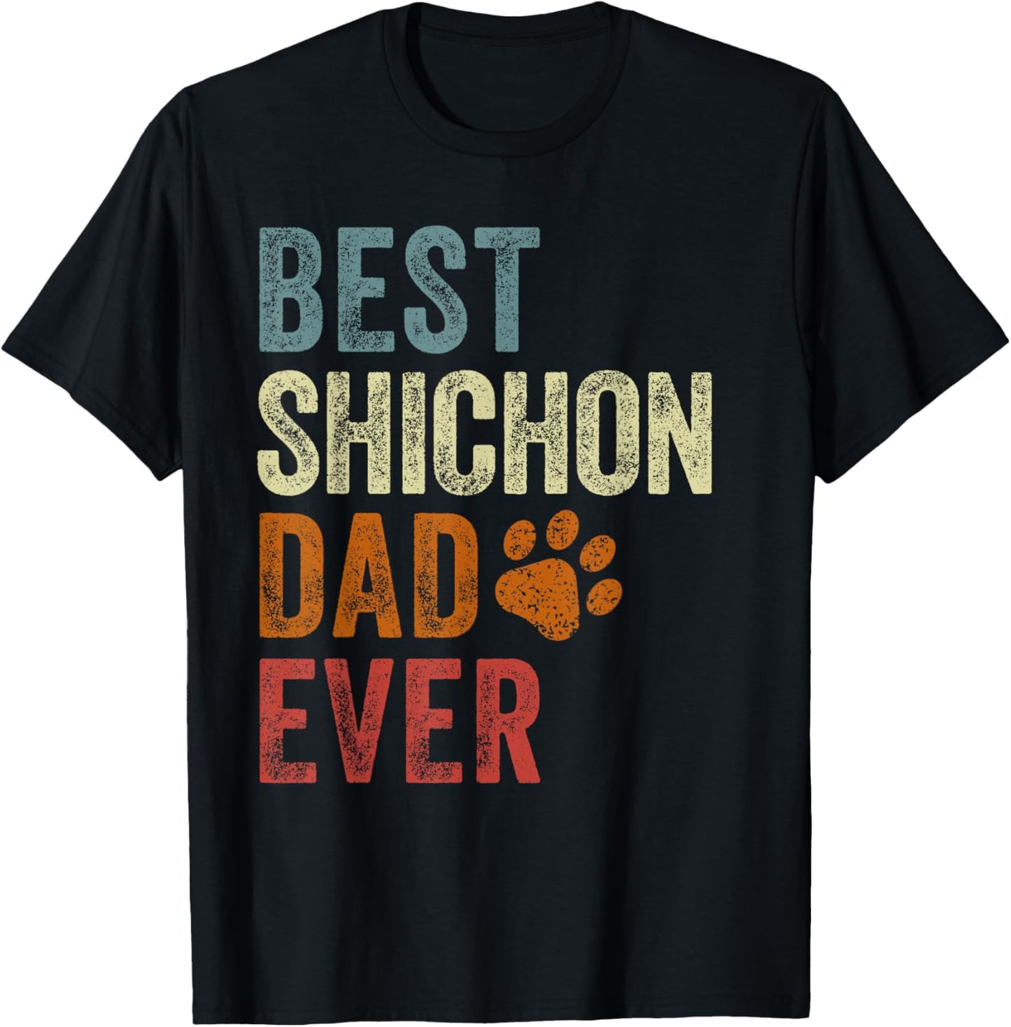 Retro Best Shichon Dad Ever Shichon Papa Father's Day T-Shirt