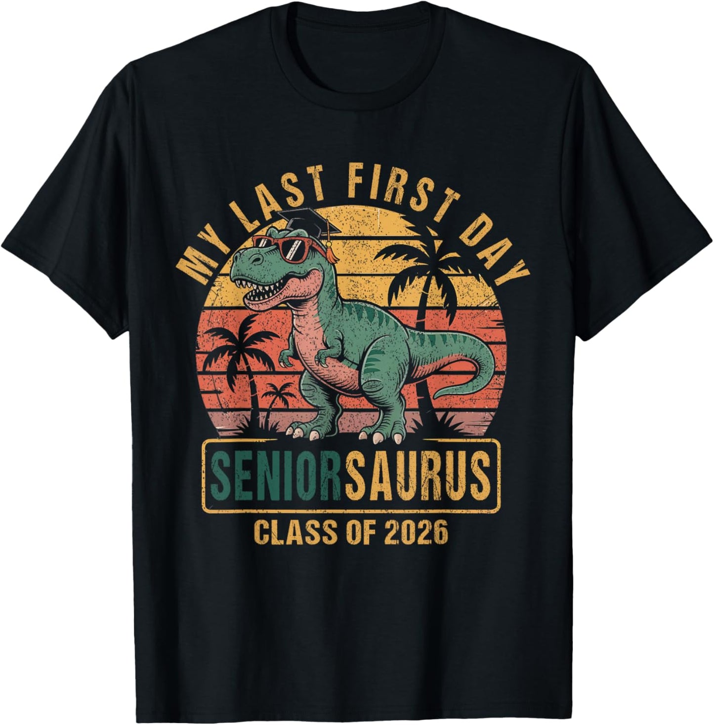 Retro Seniorsaurus T Rex Senior Class Of 2026 Back to School T-Shirt