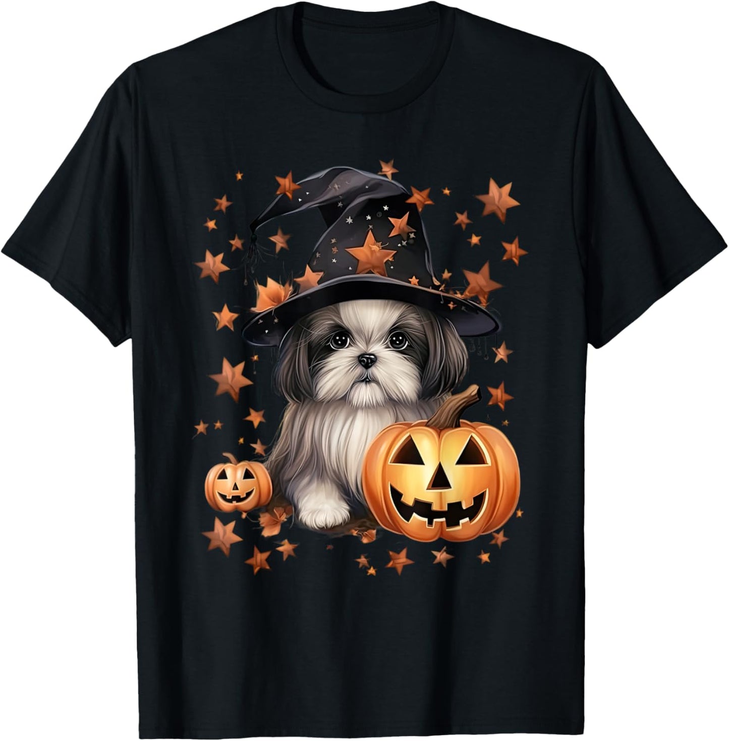 Spooky Halloween Dog Graphic For Women Kids Shih Tzu Lover T-Shirt