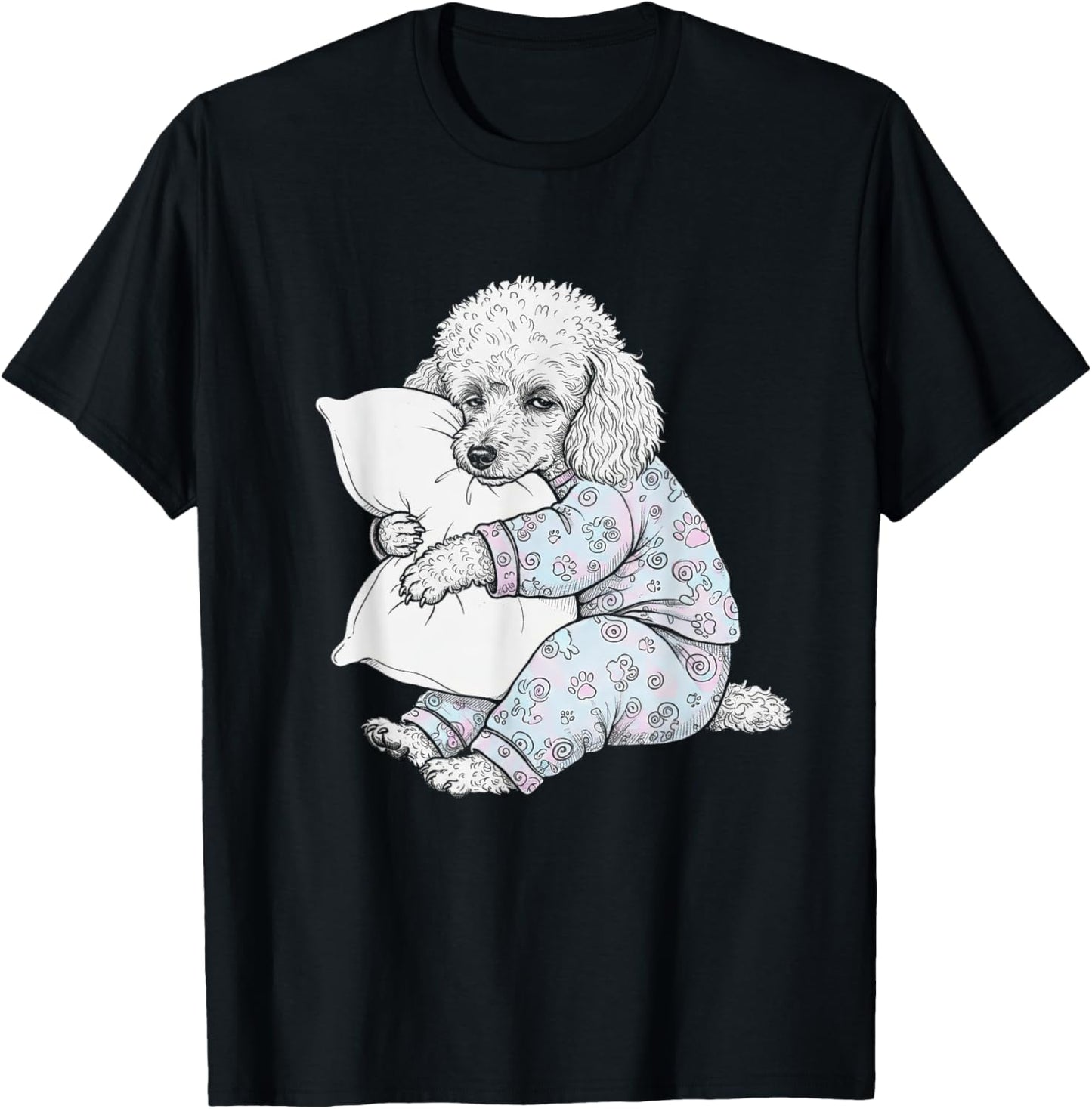 Funny Sleepy Poodle Pajama Women Men Kids Girls Boys T-Shirt