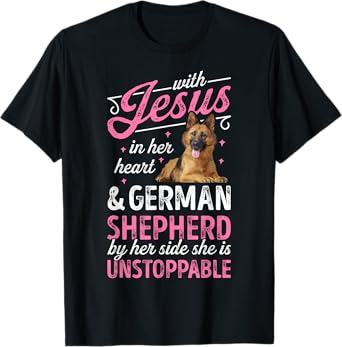 With Jesus In Her Heart And German Shepherd T shirt Women T-Shirt