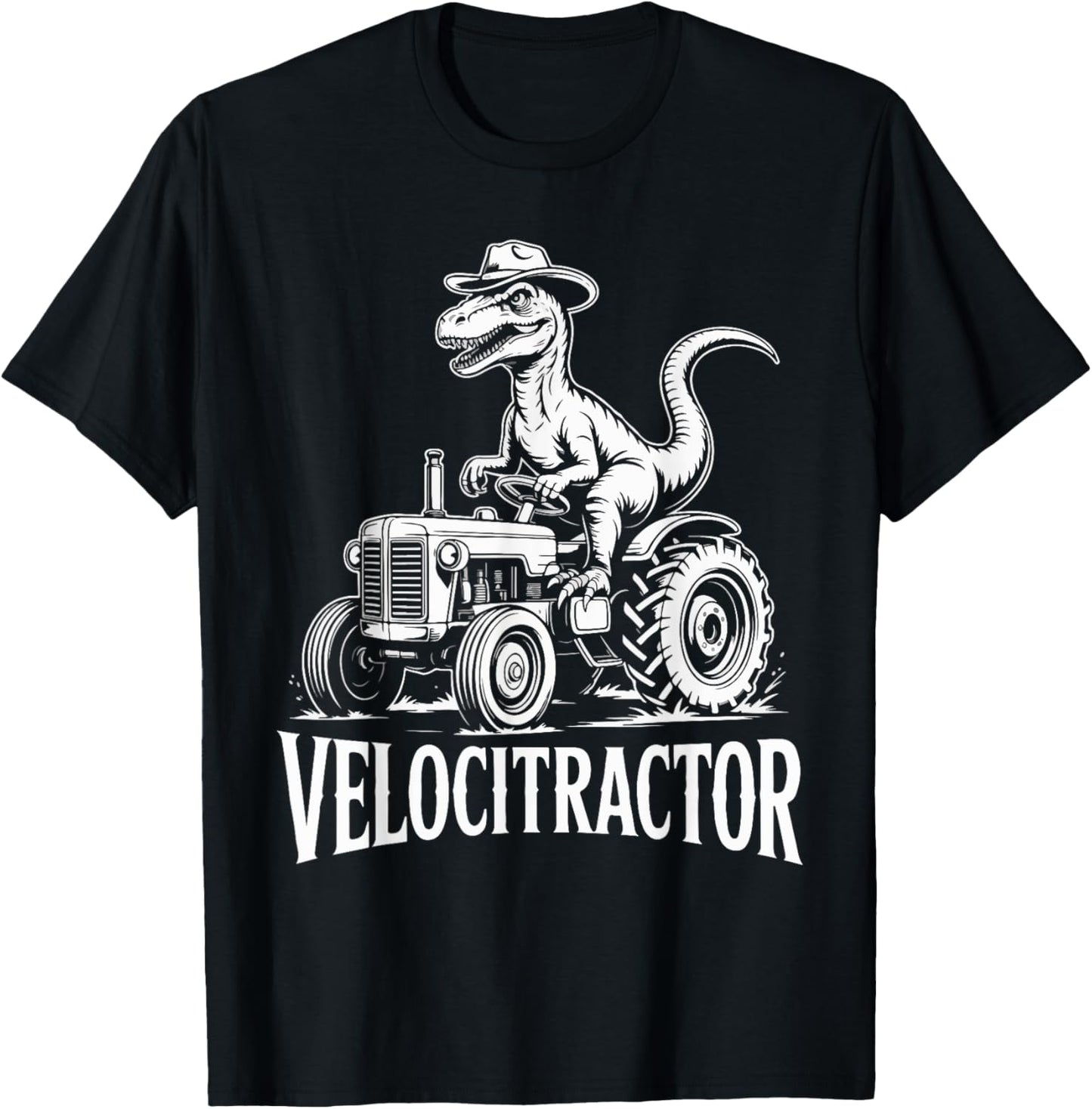 Velocitractor Dinosaur Sunset Retro Fun T-Shirt