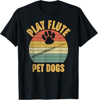 Pet Dogs Play Flute Funny Dog Lover and Flute Player Flutist T-Shirt