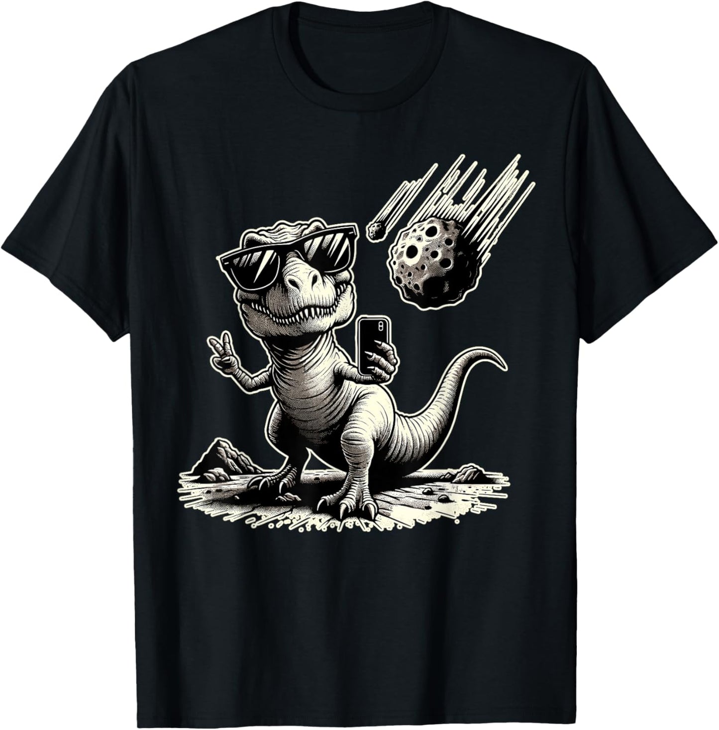 Dinosaur T-Rex Selfie Novelty Men Kids Women Funny Dinosaur T-Shirt