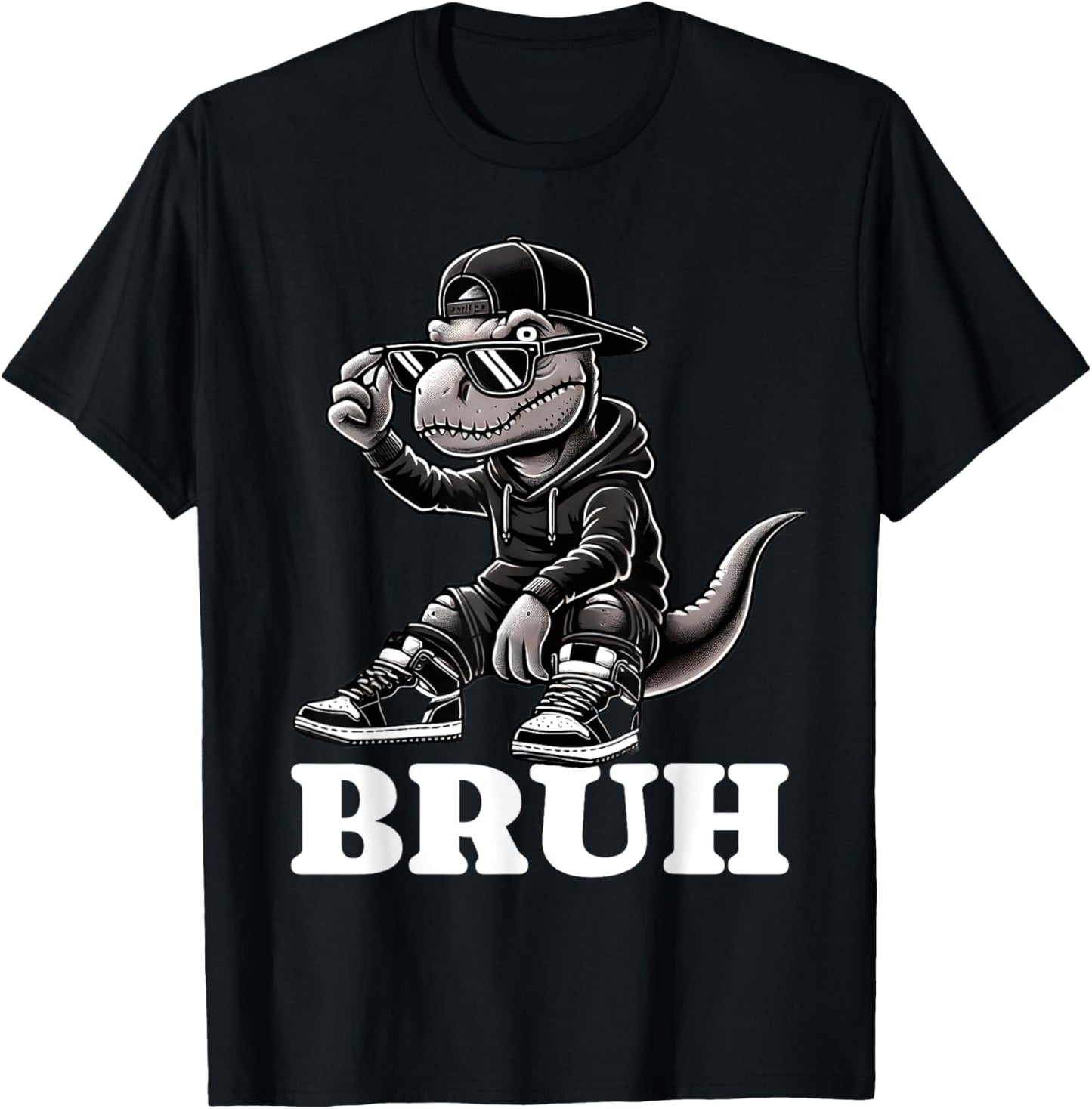 Hip Hop T Rex Dinosaur Bruh Funny Boys Teens Saying Humor T-Shirt