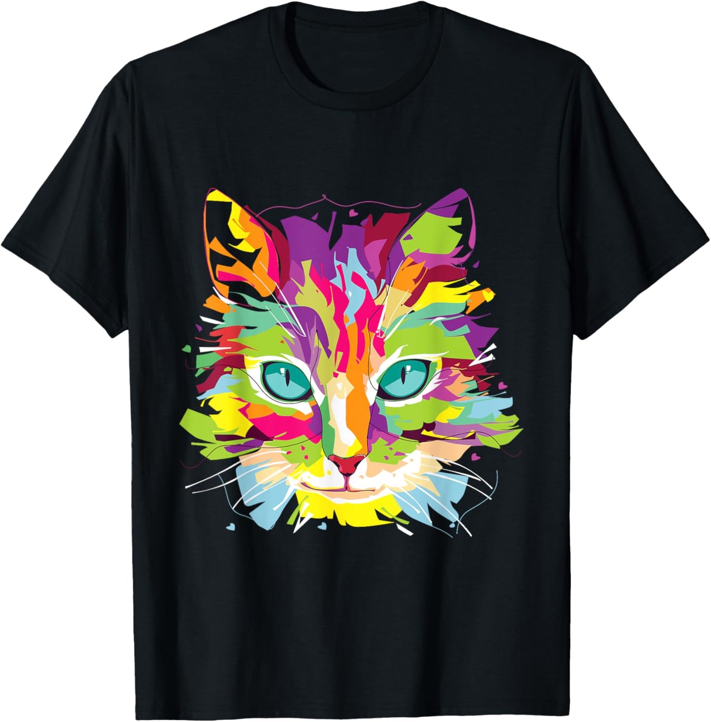 Cat Face Multi-Colored Art Shirt