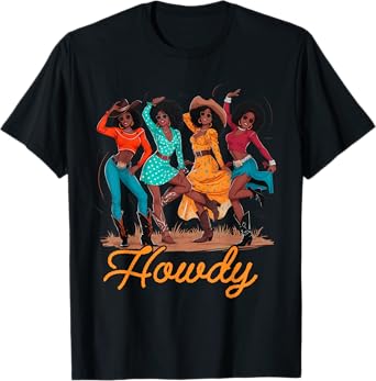 Black Cowgirls Line Dance Western Rodeo Country Music Texas T-Shirt