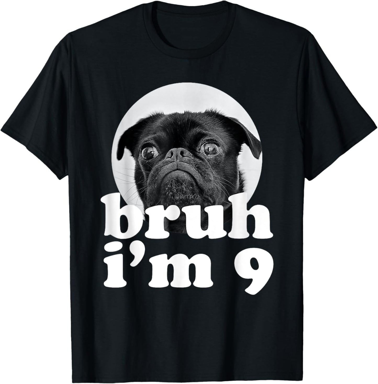 Bruh I'm 9 Year Old Pug Dog 9th Birthday Boys T-Shirt