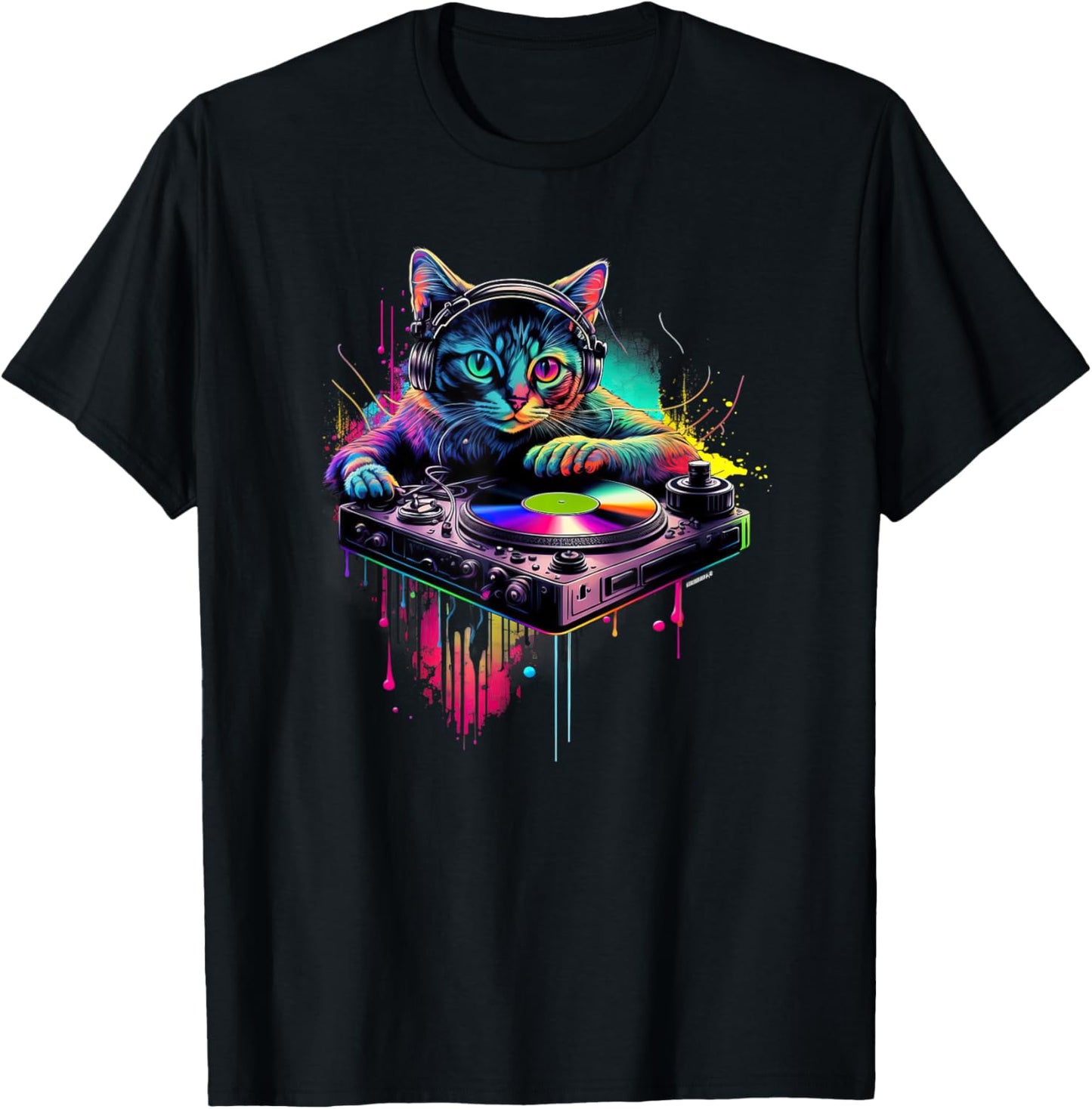 DJ Cat | Disco Cat | Black Party Cat | Cats T-Shirt