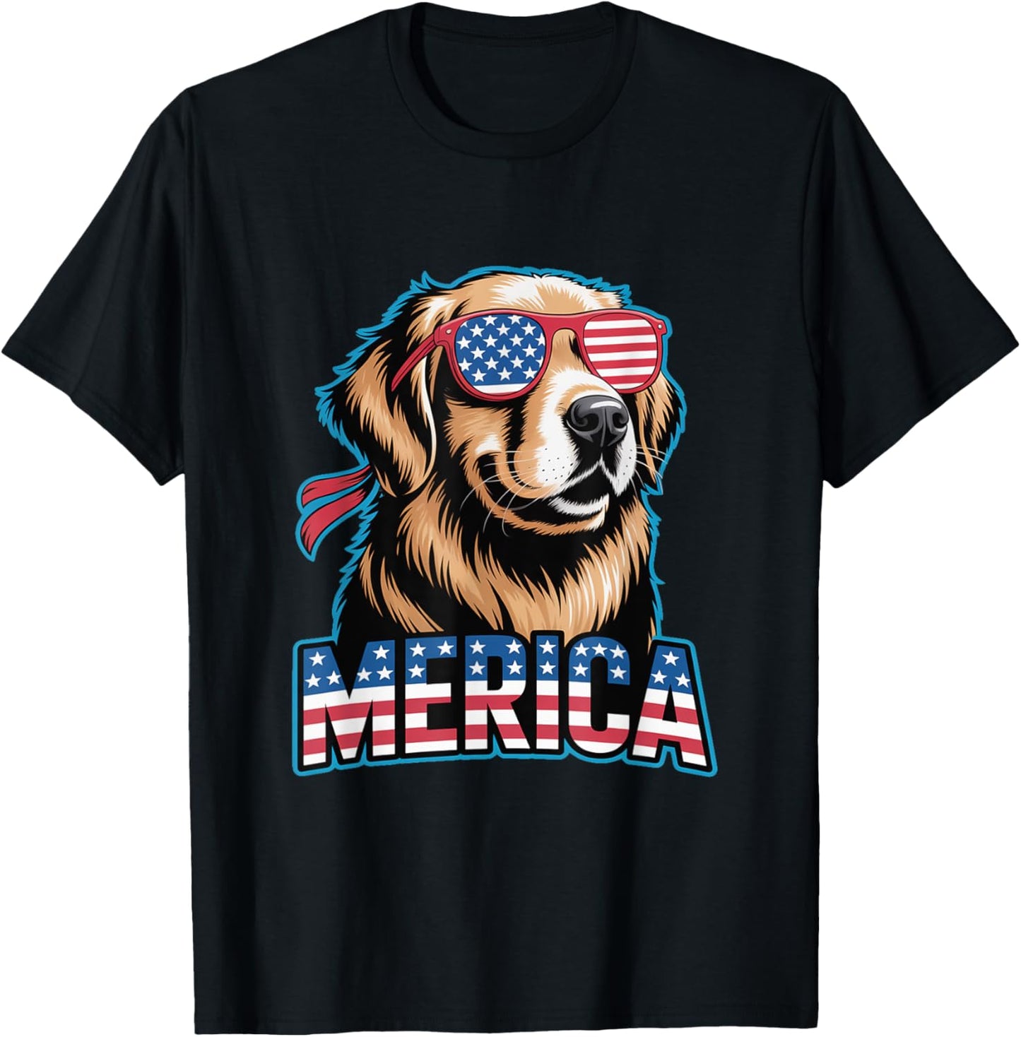 Golden Retriever Merica Dog Patriotic 4th Of July T-Shirt