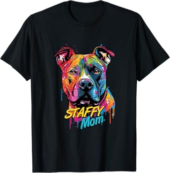 Graffiti American Staffordshire Terrier Mom Staffy Mural Art T-Shirt
