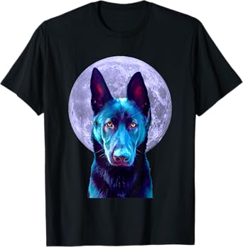 Black German Shepherd Moon: Dog Lovers, Owners, Moms, Dads T-Shirt