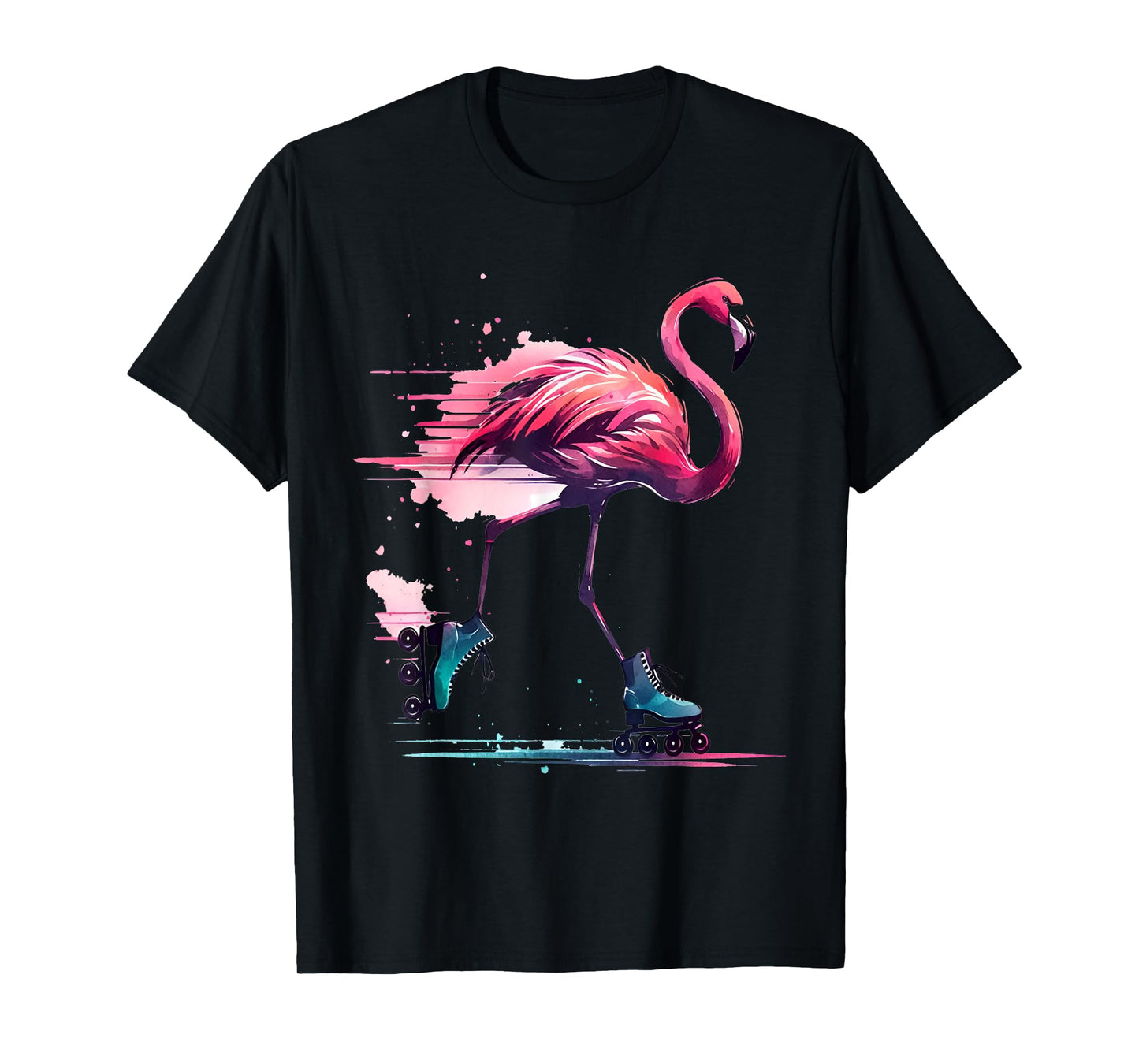Funny Flamingo Roller Skating Cool Design Flamingo T-Shirt