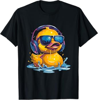 Rubber Duck Techno DJ Rubber Duckling Music Headphones T-Shirt