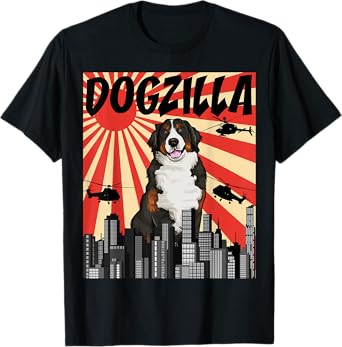Funny Retro Japanese Dogzilla Bernese Mountain Dog T-Shirt for Men Women