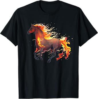 Cool love Fire for burning Horses Lovers T-Shirt