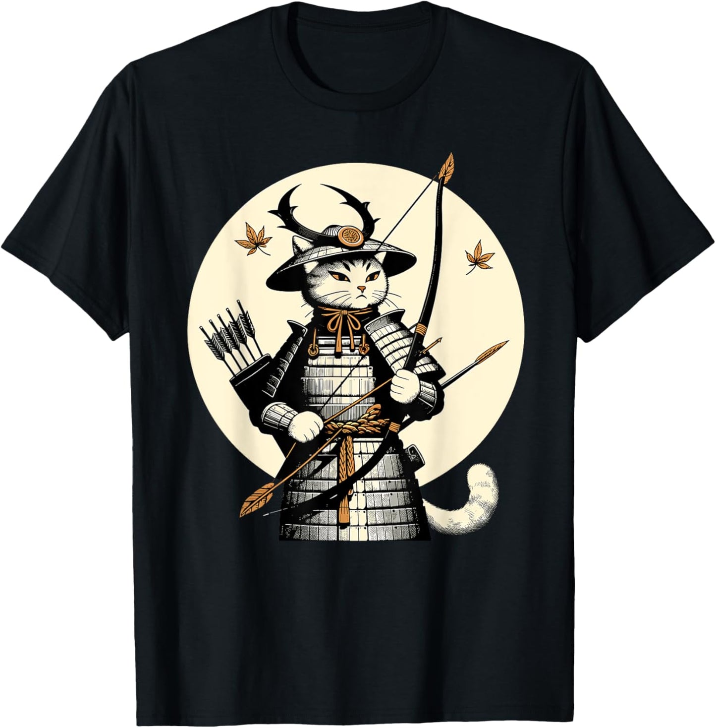 Samurai Cat Ashigaru Warrior Japanese Ninja Kitten Bow Arrow T-Shirt