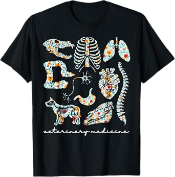 Floral Veterinary Anatomy Vet Tech Veterinary Technician T-Shirt