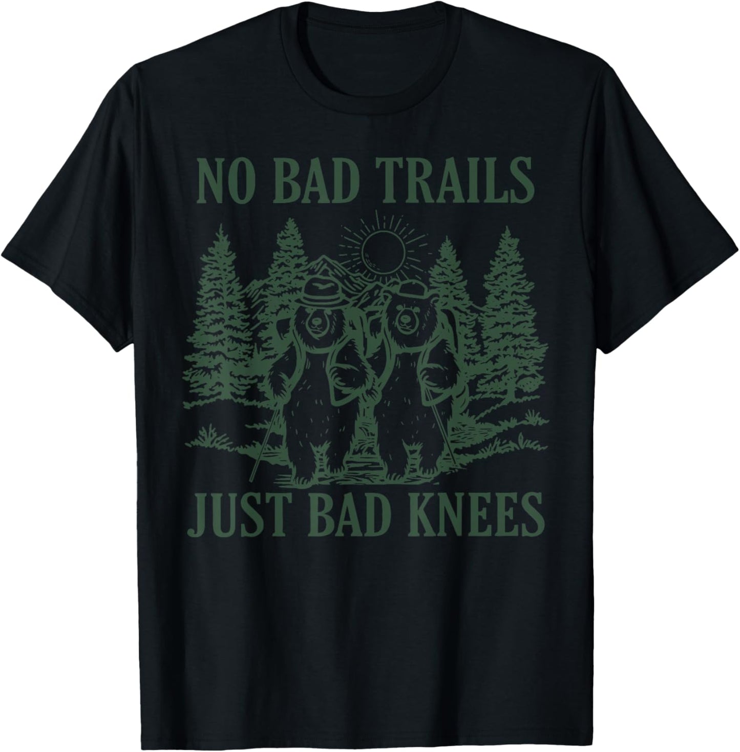 No Bad Trails Just Bad Knees Retro Hiking Bears Camping T-Shirt