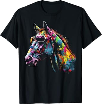 Horse Artwork Colourful Sunglasses - Animal Horse T-Shirt