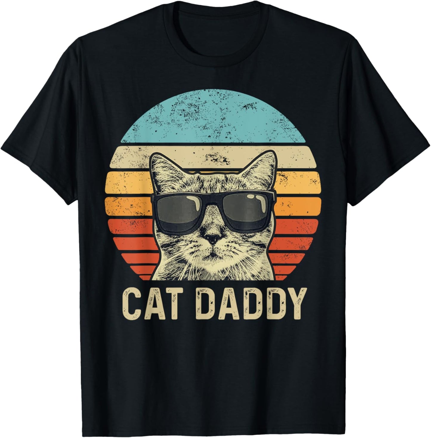 Cat Daddy Retro Cat Sunglasses Cool Cat Dad Gift Fathers Day T-Shirt
