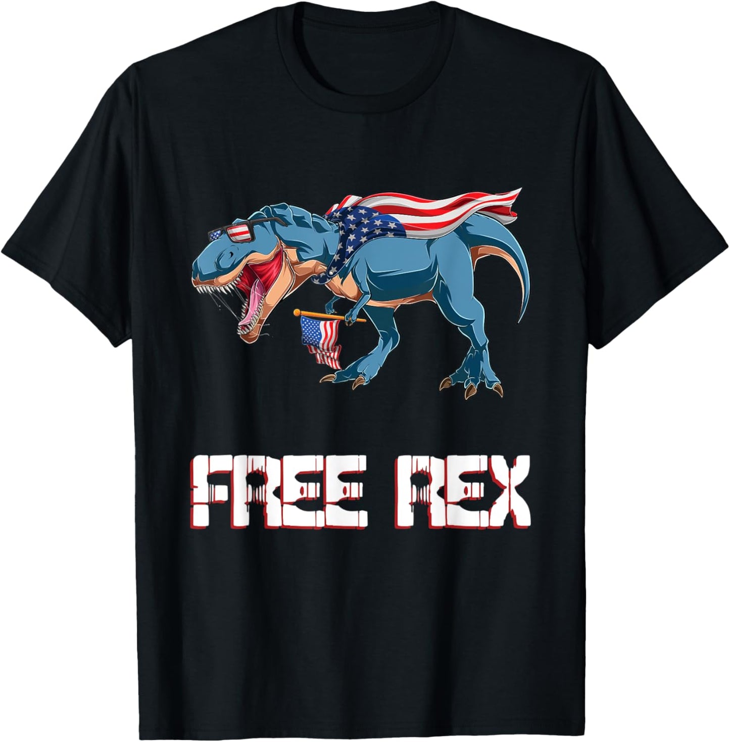 Free Rex 4th Of July Dinosaur T Rex Boys Kids Teens T-Shirt