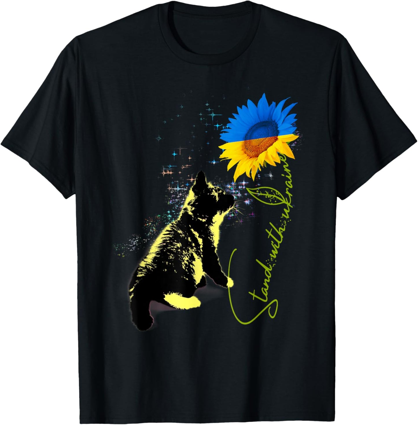 Ukraine flag Sunflower vintage Ukrainian support Cat lover T-Shirt