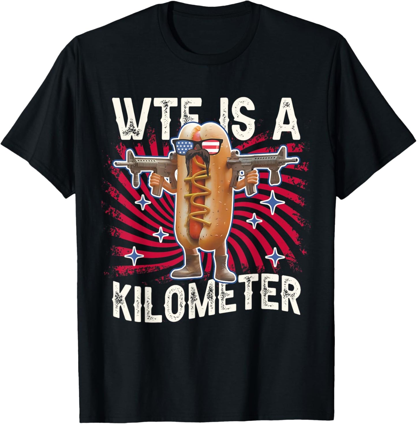WTF Is A Kilometer Funny 4th of July Hotdog USA Flag T-Shirt
