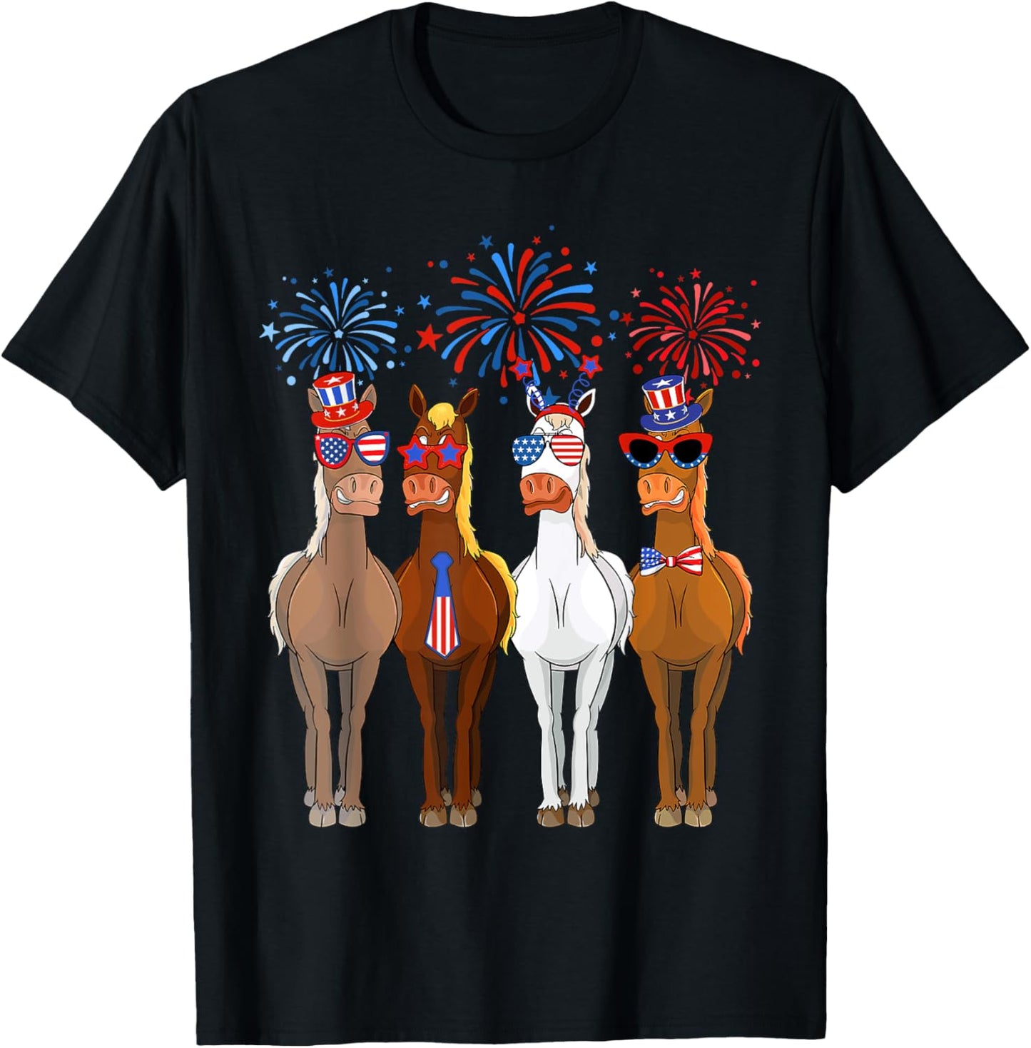 Funny Patriotic US Flag 4th Of July Horse USA Patriotic T-Shirt