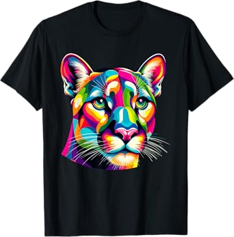 Colorful Pop Art Cougars Cougar Mountain Lion Puma T-Shirt