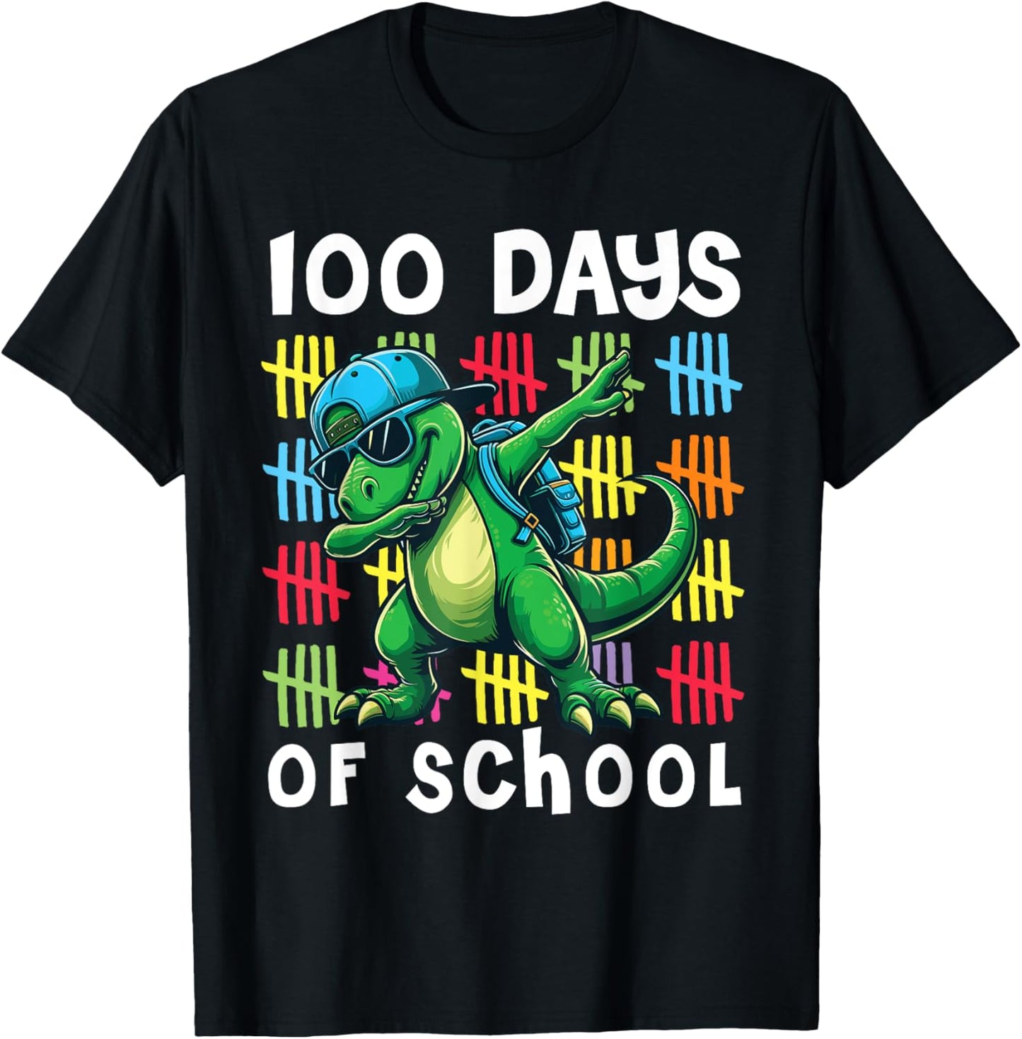 100 Days of School Dinosaur Dabbing 100th Day School Kids T-Shirt