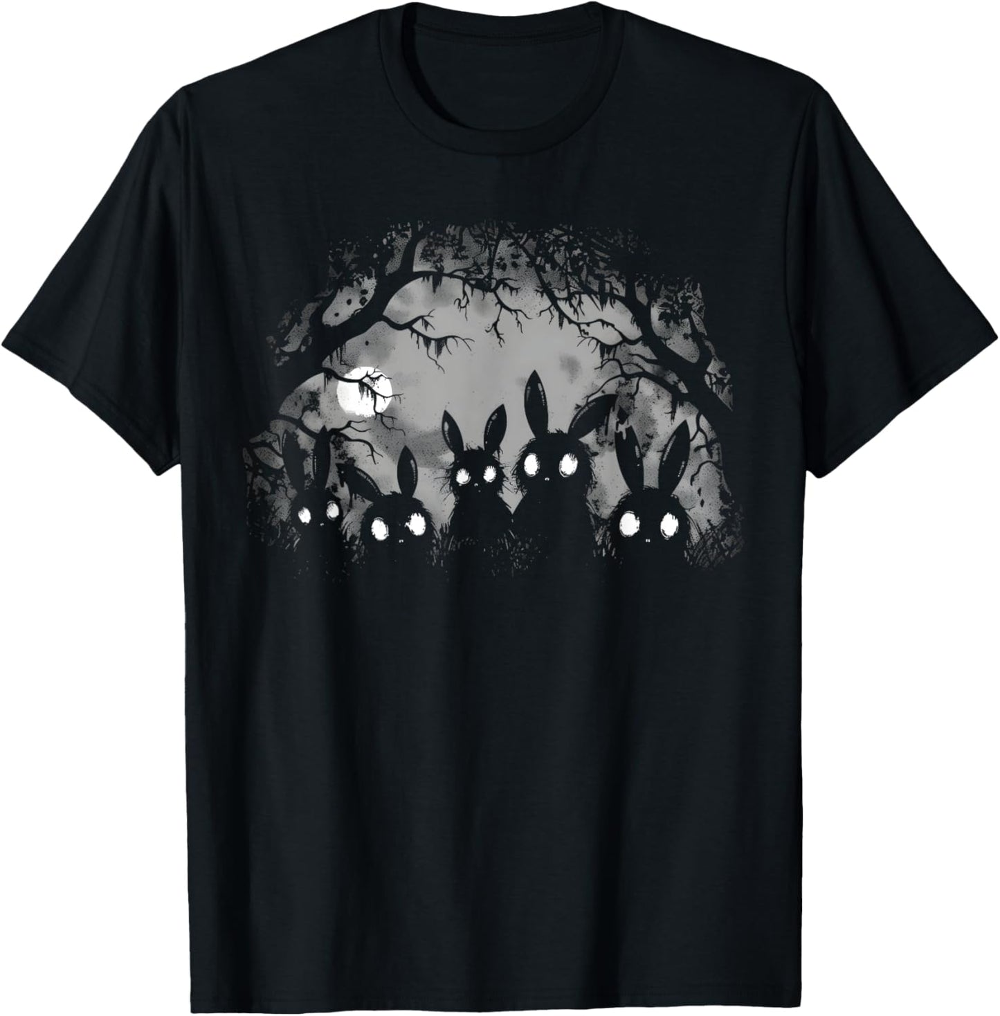 Creepy Cute Bunny Rabbits Alt Goth Grunge Horror Aesthetic T-Shirt, Small, Black