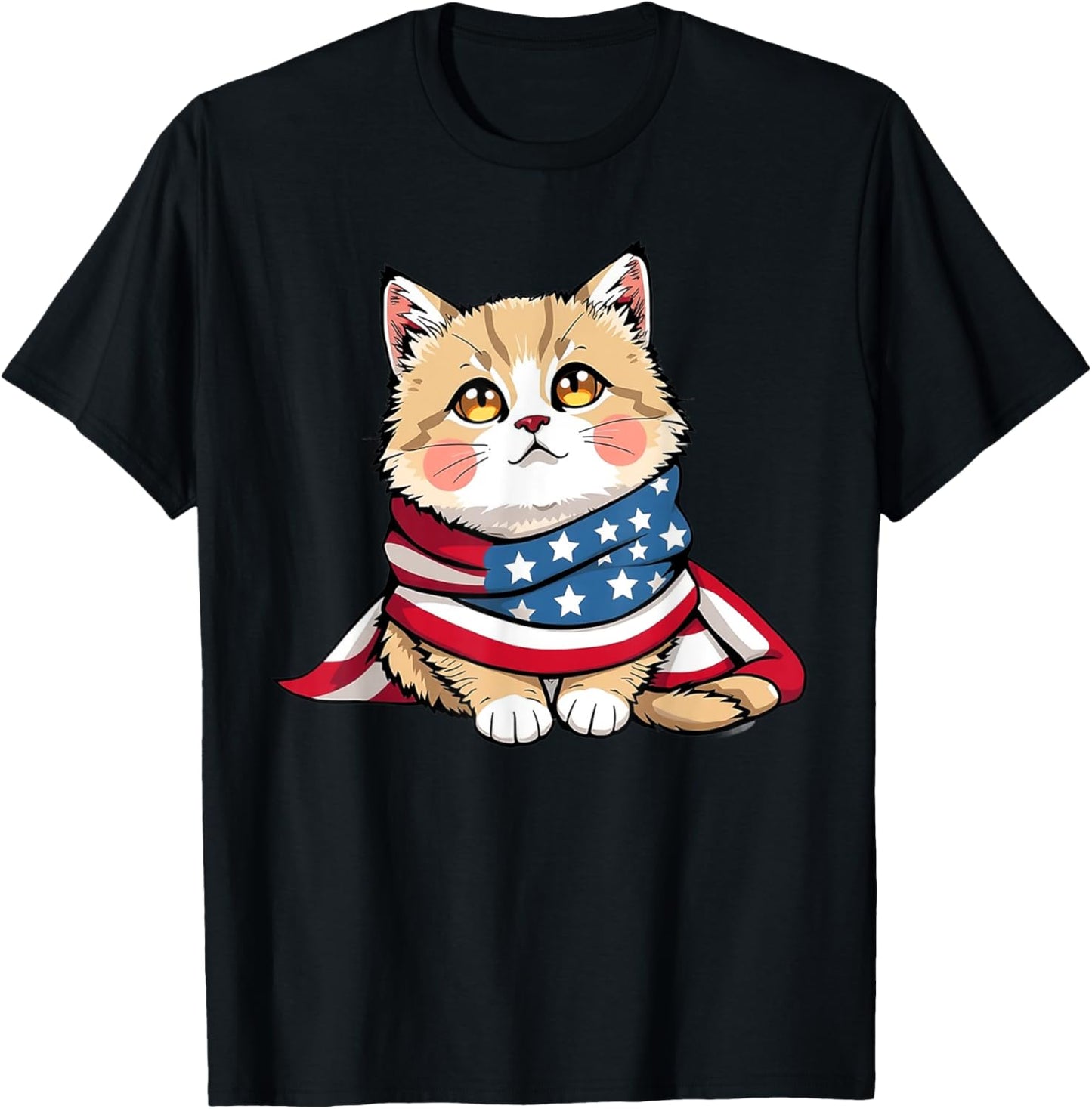 4th of July Astronaut cat cute cat summer Flag US T-Shirt