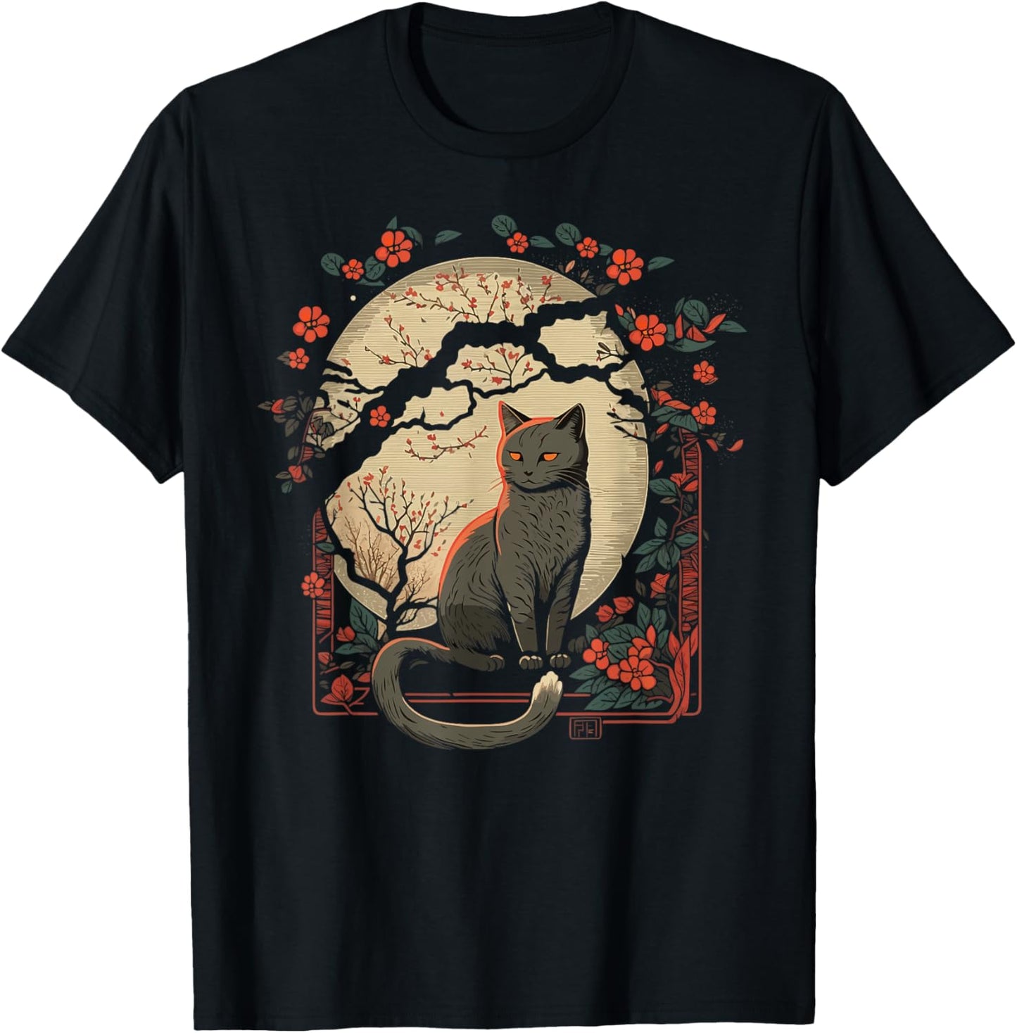 Cat Japan Style Funny Cat Gift Retro Vintage Anime Cat T-Shirt