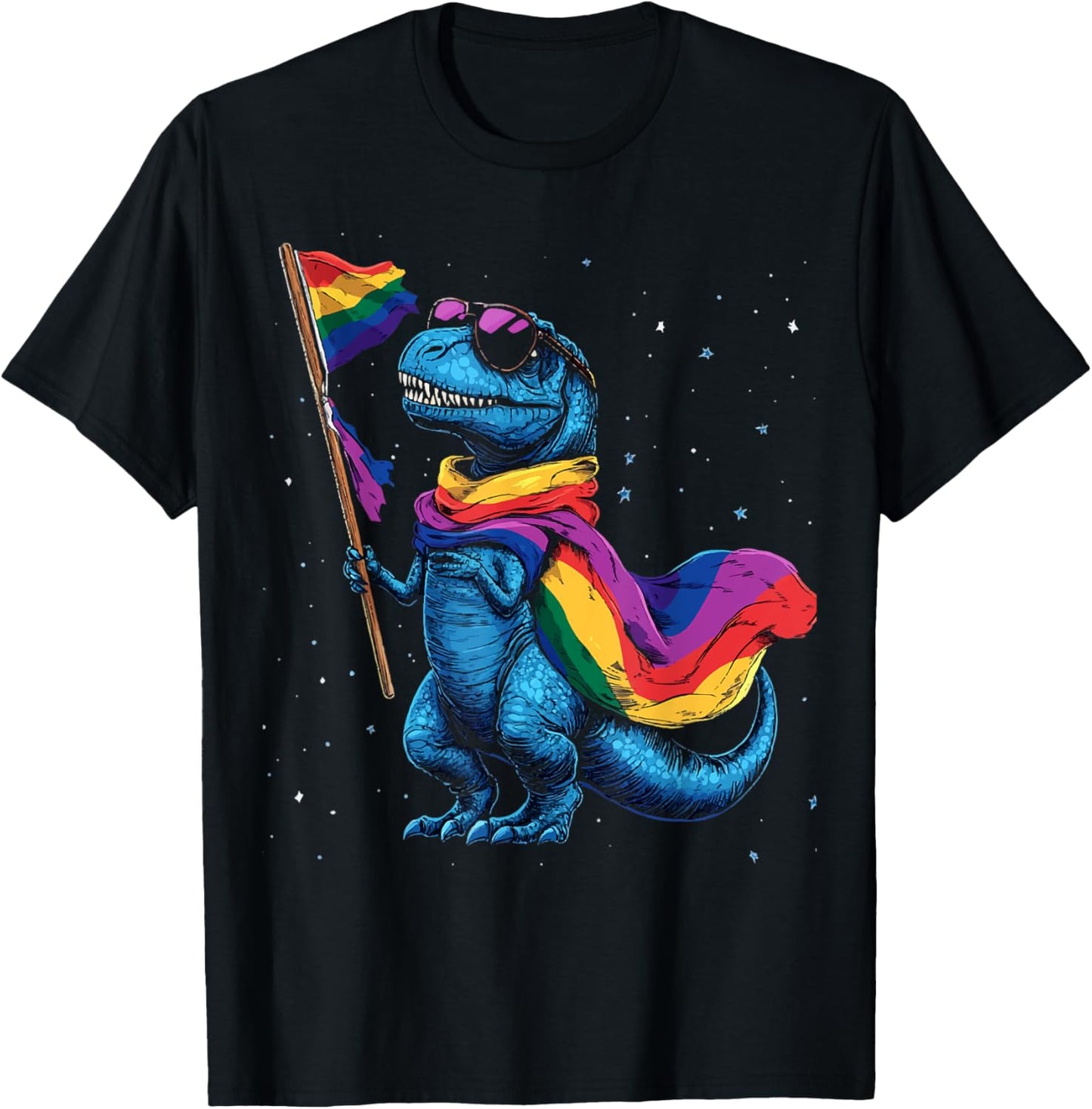 Pride T-Rex Holding Flag Retro Dinosaur T-Shirt