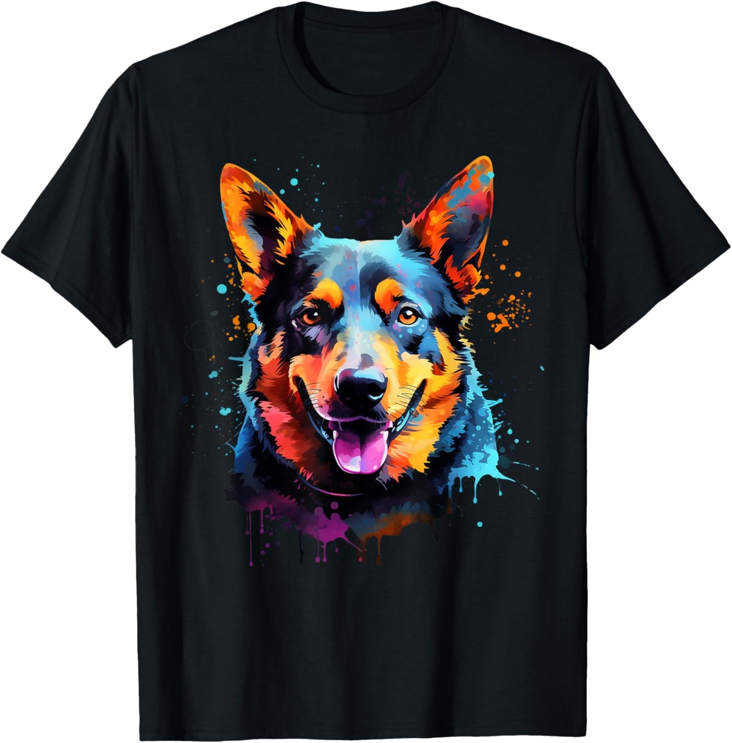 Cute Australian Cattle dog on painted Australian Cattle Dog T-Shirt