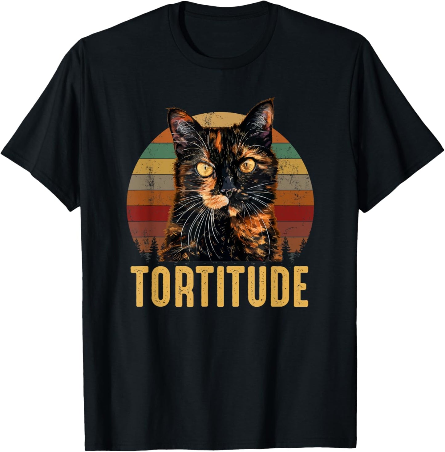 Tortitude, Tortoiseshell Cat Unisex Adult Cat Lover T-Shirt Black Short Sleeve Small