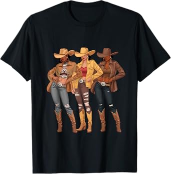 Black African American Cowgirl Western Country Texas Rodeo T-Shirt