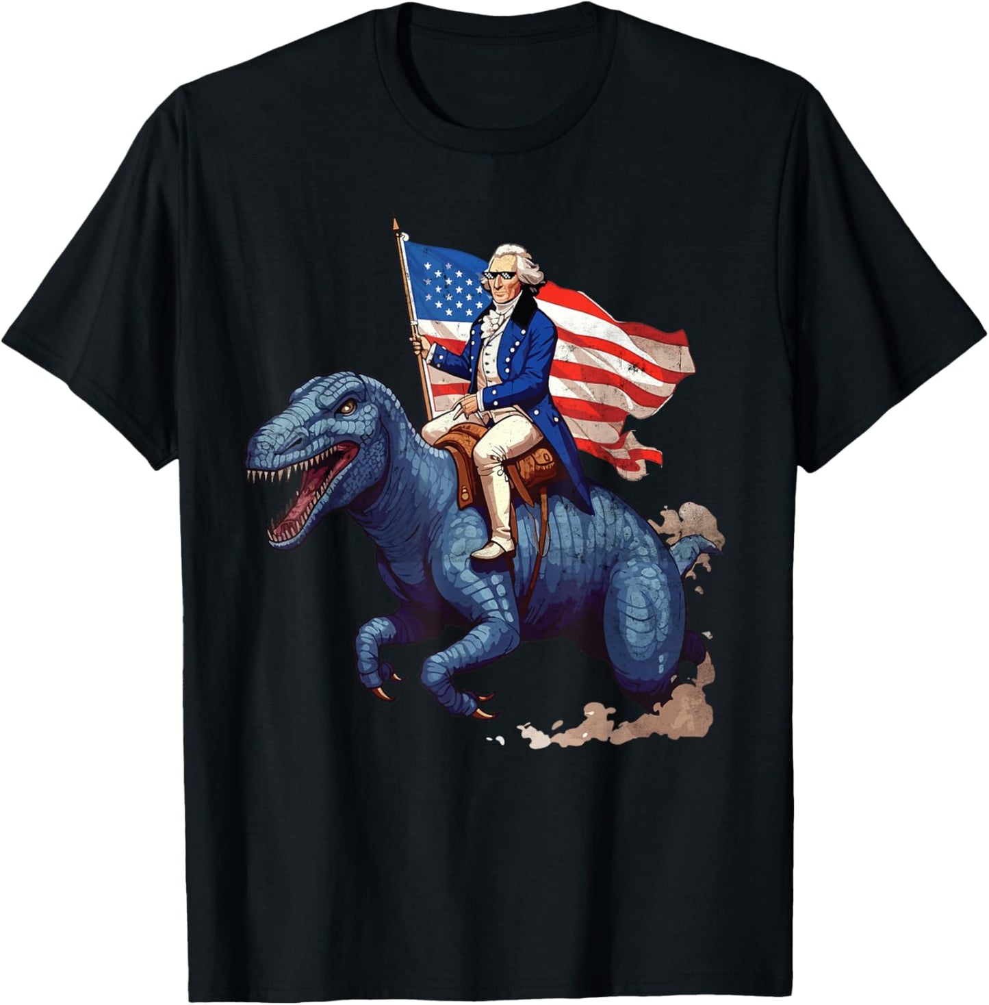 Funny George Washington Riding a Tyrannosaurus Rex patriotic T-Shirt