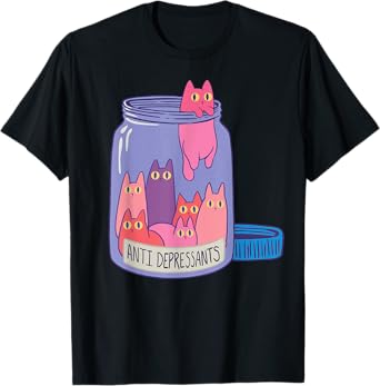 Antidepressant Cat Retro Antidepressants Cats Funny Gift Men Women T-Shirt