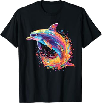 Watercolor Colorful Dolphin T-Shirt