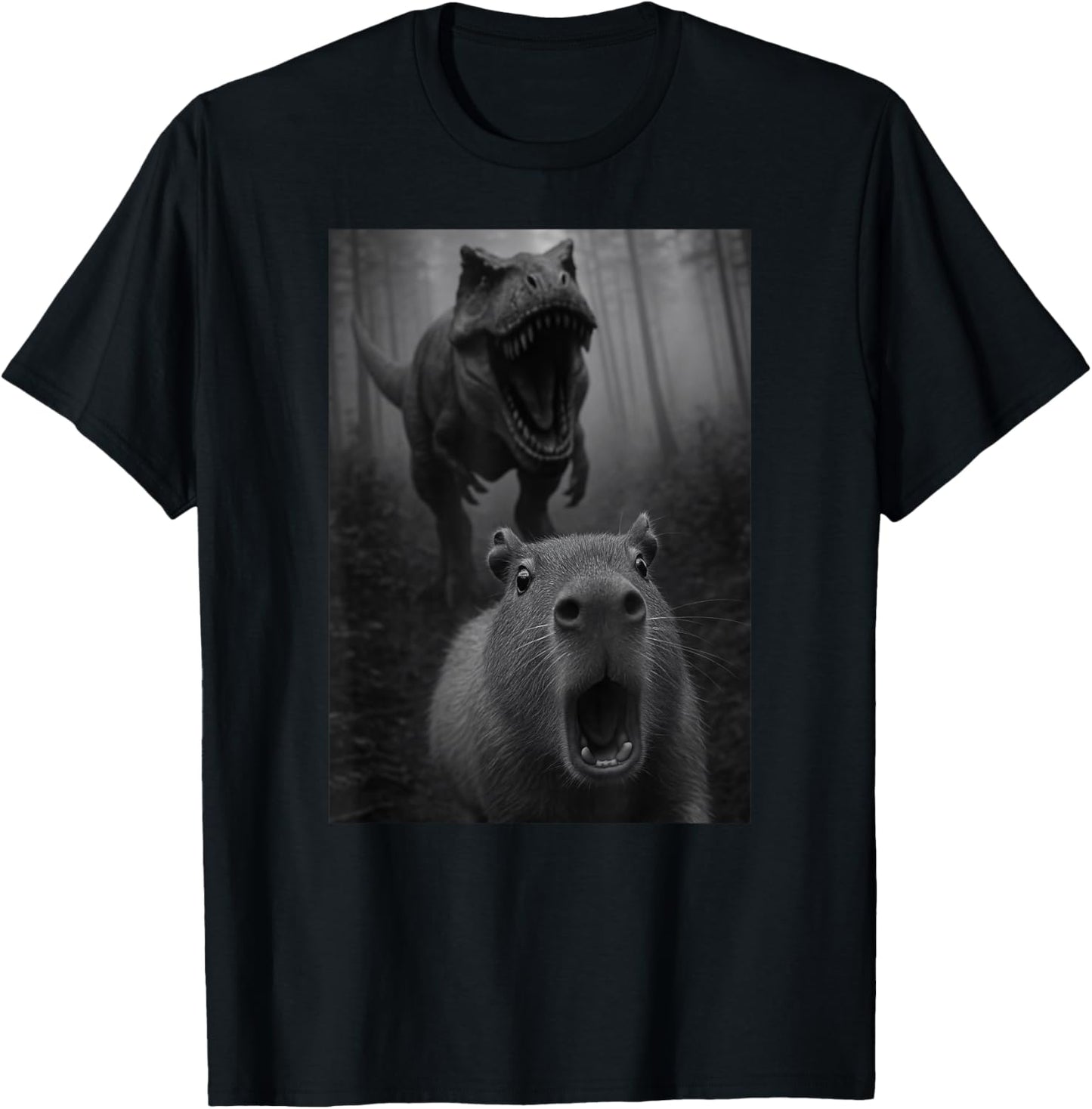Funny Capybara Animal Lover Dinosaur Trex Selfie Boys Girls T-Shirt