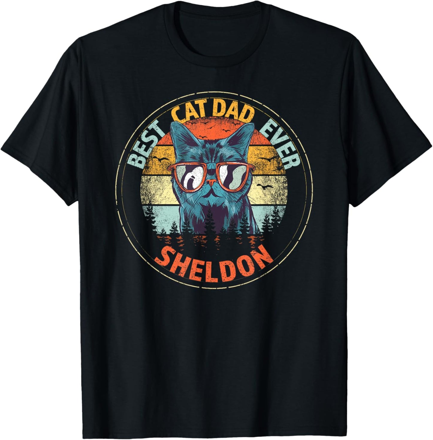 Sheldon Best Cat Dad Ever Funny Custom Personalized Name T-Shirt