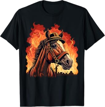 Horse Fireman on Firefighter Horse T-Shirt