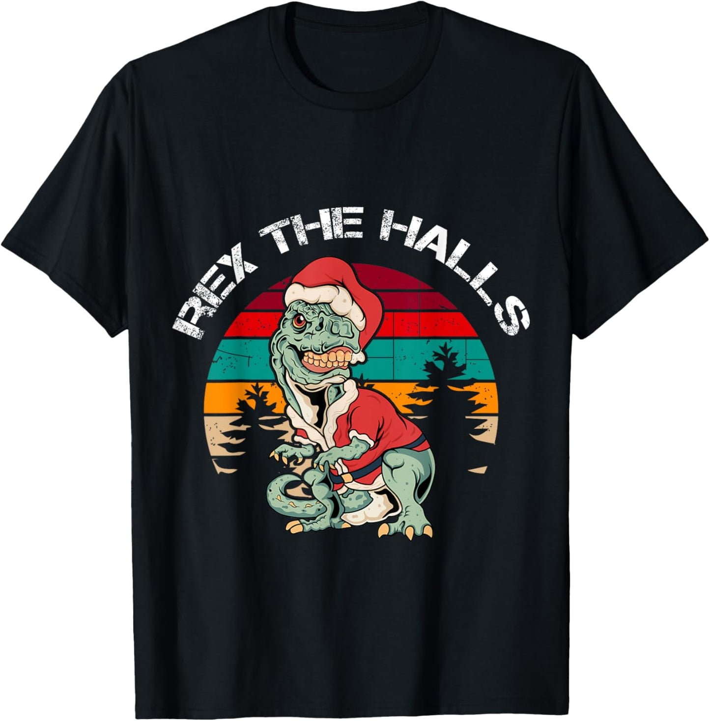 Christmas Dinosaur Tree Rex Pajamas Xmas Hat T-Shirt
