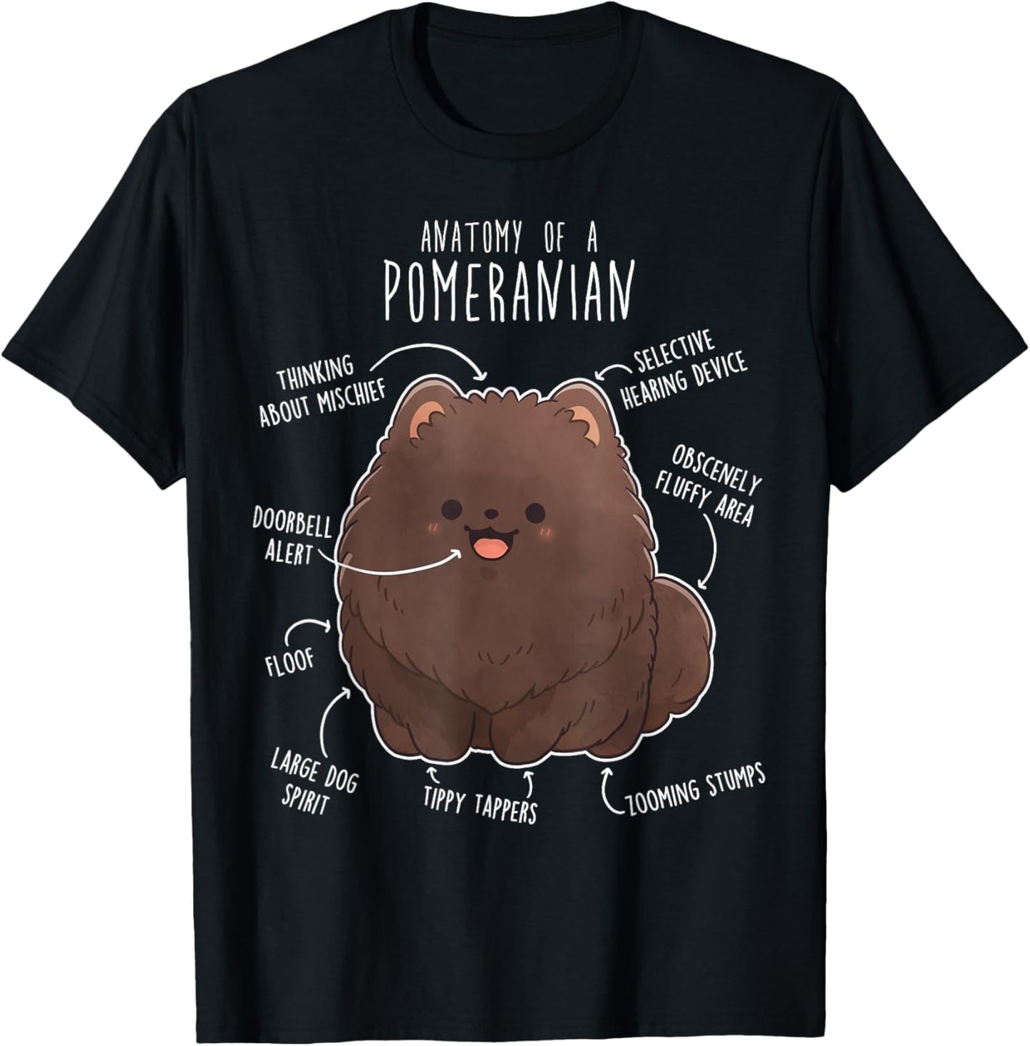 Chocolate Pomeranian Anatomy, Funny Cute Pet Pom Mom Dog Dad T-Shirt